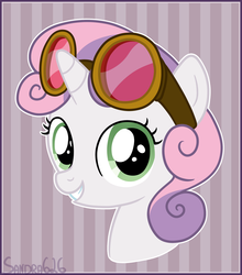 Size: 1980x2248 | Tagged: safe, artist:sandra626, sweetie belle, g4, commission, female, goggles, smiling, solo