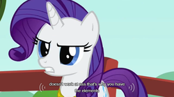 Size: 640x355 | Tagged: safe, screencap, rarity, g4, keep calm and flutter on, female, meme, solo, youtube caption