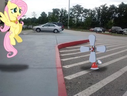 Size: 2592x1944 | Tagged: safe, artist:tokkazutara1164, fluttershy, g4, anemometer, car, element of kindness, irl, parking lot, photo, ponies in real life, solo, suv, truck, vector