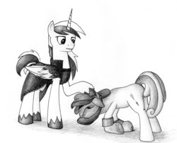 Size: 900x727 | Tagged: safe, artist:azurushka, oc, oc only, alicorn, pony, bondage, gag, monochrome, muzzle gag