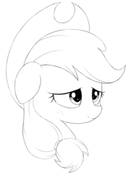 Size: 753x993 | Tagged: safe, artist:kas92, applejack, g4, female, floppy ears, monochrome, portrait, sketch, solo