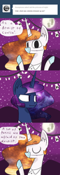 Size: 1280x3711 | Tagged: safe, artist:talludde, princess celestia, princess luna, ask the princess of night, g4, comic, dentist, gloves, hoof gloves, nightmare night, rubber gloves, tumblr, wolverine