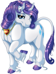 Size: 929x1209 | Tagged: safe, artist:kittehkatbar, rarity, classical unicorn, g4, cloven hooves, curved horn, female, fire ruby, horn, leonine tail, simple background, solo, transparent background, unshorn fetlocks