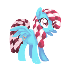 Size: 800x800 | Tagged: safe, artist:needsmoarg4, sugar apple, pegasus, pony, g1, g4, candy cane pony, digital painting, female, g1 to g4, generation leap, mare, redesign, simple background, solo, spread wings, white background, wings