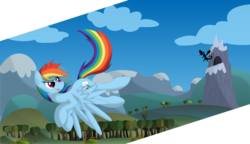 Size: 1024x591 | Tagged: safe, artist:mysteriouskaos, basil, rainbow dash, dragon, g4