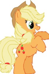 Size: 320x480 | Tagged: safe, artist:magicianpinkiepegasus, applejack, g4, female, fluffy, rearing, simple background, solo