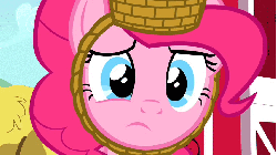 Size: 853x479 | Tagged: safe, screencap, pinkie pie, earth pony, pony, g4, party of one, season 1, animated, basket, basket hat, female, gif, hat, mare, solo
