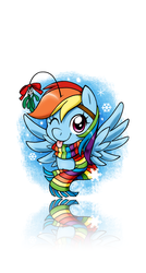 Size: 744x1392 | Tagged: safe, artist:kryptonpony, rainbow dash, g4, clothes, female, scarf, snow, snowfall, solo, tongue out, wink