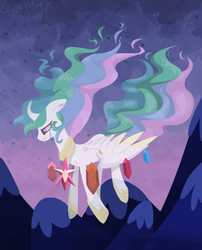 Size: 568x704 | Tagged: safe, artist:legentaryliar, princess celestia, g4, elements of harmony, female, sad, scene interpretation, solo