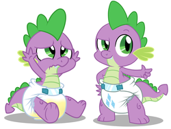 Size: 2000x1500 | Tagged: safe, artist:fillyscoots42, spike, g4, cutie mark diapers, diaper, diaper fetish, non-baby in diaper, poofy diaper, urine, wet, wet diaper