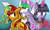 Size: 1600x960 | Tagged: safe, artist:poketrio, princess celestia, sunset shimmer, twilight sparkle, alicorn, pony, unicorn, g4, heterochromia, mask, twilight sparkle (alicorn)