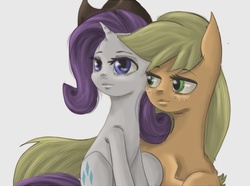 Size: 985x733 | Tagged: safe, artist:potheadsam, applejack, rarity, g4, duo, female, lesbian, ship:rarijack, shipping