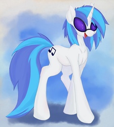 Size: 1280x1422 | Tagged: safe, artist:zokkili, dj pon-3, vinyl scratch, pony, unicorn, g4, abstract background, female, solo