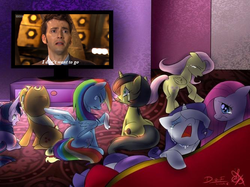 Size: 667x500 | Tagged: safe, applejack, fluttershy, pinkie pie, rainbow dash, rarity, twilight sparkle, oc, oc:pauly sentry, g4, crying, david tennant, doctor who, exploitable meme, feels, mane six, meme, sad movie meme