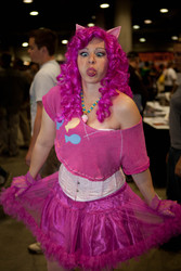Size: 3162x4743 | Tagged: safe, artist:aktrez, pinkie pie, human, g4, comikaze expo, cosplay, irl, irl human, photo, silly face, solo