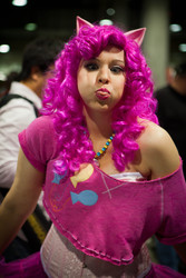 Size: 3162x4743 | Tagged: safe, artist:aktrez, pinkie pie, human, g4, comikaze expo, cosplay, irl, irl human, photo, silly face, solo