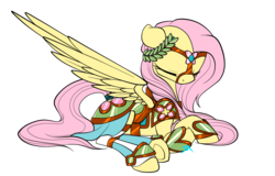 Size: 1500x957 | Tagged: safe, artist:jazzybrony, fluttershy, pegasus, pony, g4, armor, bridle, clothes, dress, female, mare, simple background, solo, transparent background
