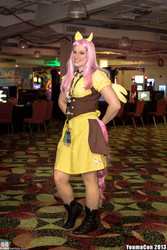 Size: 1365x2048 | Tagged: artist needed, safe, fluttershy, human, g4, convention, cosplay, irl, irl human, photo, solo, underbust, youmacon, youmacon 2013
