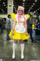 Size: 1365x2048 | Tagged: safe, artist:rladao, fluttershy, human, g4, apron, clothes, cosplay, glasses, irl, irl human, lolita fashion, photo, youmacon, youmacon 2013