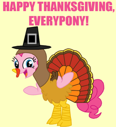 Size: 540x594 | Tagged: safe, artist:death-driver-5000, pinkie pie, turkey, g4, clothes, costume, female, solo, thanksgiving, turkey costume