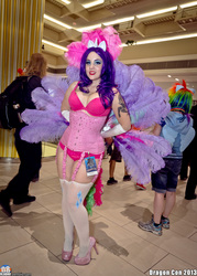 Size: 3456x4838 | Tagged: safe, artist:pinkhair-bluebox, rarity, human, g4, sonic rainboom (episode), burlesque, convention, cosplay, dragon con, dragon con 2013, garter belt, glimmer wings, irl, irl human, photo
