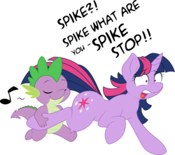 Size: 3934x3474 | Tagged: safe, artist:glitchking123, artist:joey darkmeat, spike, twilight sparkle, dragon, pony, g4, .ai available, .svg available, dialogue, duo, music notes, simple background, transparent background, vector, wheelbarrow