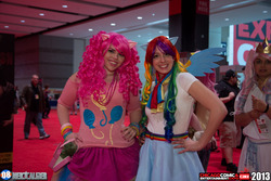 Size: 5184x3456 | Tagged: safe, artist:rladao, gummy, pinkie pie, rainbow dash, human, g4, c2e2, c2e2 2013, convention, cosplay, irl, irl human, photo