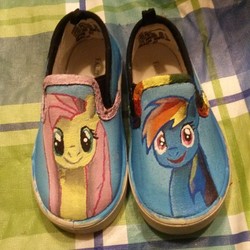 Size: 640x640 | Tagged: safe, artist:serenityssmiles, fluttershy, rainbow dash, g4, clothes, customized toy, shoes