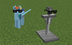 Size: 694x437 | Tagged: safe, rainbow dash, g4, deal with it, mine little pony, minecraft, mod, sunglasses