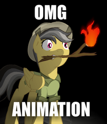 Size: 403x467 | Tagged: safe, artist:dreamranger, daring do, g4, animated at source, female, mouth hold, solo