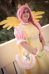 Size: 600x900 | Tagged: artist needed, safe, fluttershy, human, g4, clothes, cosplay, gloves, irl, irl human, photo, solo, swampcon, swampcon 2013