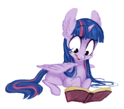 Size: 544x479 | Tagged: safe, artist:miikanism, twilight sparkle, alicorn, pony, g4, book, female, mare, prone, reading, simple background, solo, transparent background, twilight sparkle (alicorn)