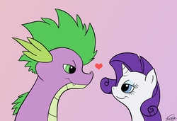 Size: 2588x1769 | Tagged: safe, artist:vigilantefreak, rarity, spike, g4, female, male, older, ship:sparity, shipping, straight