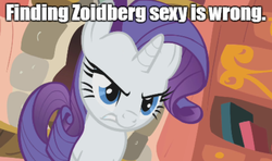 Size: 680x403 | Tagged: safe, edit, edited screencap, screencap, rarity, pony, unicorn, g4, caption, female, futurama, image macro, male, mare, solo, text, zoidberg