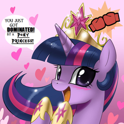 Size: 800x800 | Tagged: safe, artist:johnjoseco, edit, twilight sparkle, alicorn, pony, g4, blushing, cute, dominated, element of magic, female, happy, heart, looking at you, mare, open mouth, pretty princess, smiling, solo, team fortress 2, twilight sparkle (alicorn)