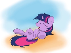 Size: 2048x1536 | Tagged: safe, artist:fuzzyfox11, twilight sparkle, g4, chest fluff, female, filly, fluffy, on back, solo