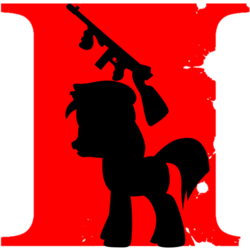 Size: 894x894 | Tagged: safe, pony, black, mafia, mafia ii, red, solo, tommy gun, video game