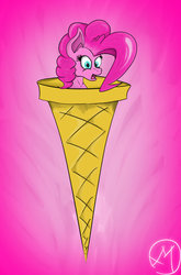 Size: 600x910 | Tagged: safe, artist:masterphumes, pinkie pie, g4, female, ice cream, solo