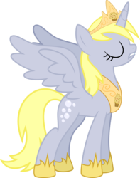 Size: 3017x3829 | Tagged: safe, artist:drakizora, derpy hooves, alicorn, pony, g4, .svg available, crown, derpicorn, female, mare, race swap, simple background, solo, spread wings, transparent background, vector, wings, xk-class end-of-the-world scenario