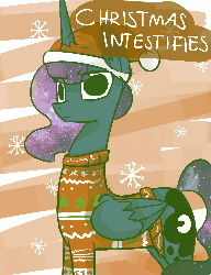 Size: 1150x1500 | Tagged: safe, artist:talludde, princess luna, g4, animated, christmas, clothes, female, hat, meme, santa hat, solo, sweater, vibrating, x intensifies