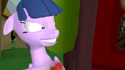 Size: 640x360 | Tagged: safe, artist:camchao, edit, twilight sparkle, alicorn, pony, 3d, animated, door, extreme speed animation, female, grin, here's johnny, insanity, loop, mare, meme, parody, solo, source filmmaker, the shining, twilight scepter, twilight snapple, twilight sparkle (alicorn)