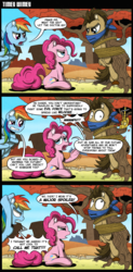 Size: 2000x4054 | Tagged: safe, artist:gray--day, doctor whooves, pinkie pie, rainbow dash, time turner, g4, bondage, comic, twilight scepter
