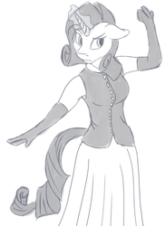Size: 471x647 | Tagged: safe, artist:tlatophat, rarity, anthro, g4, female, magic, monochrome, solo