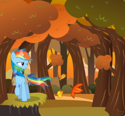 Size: 7647x7116 | Tagged: safe, artist:overdriv3n, rainbow dash, g4, .svg available, absurd resolution, autumn, female, forest, saddle bag, solo, vector