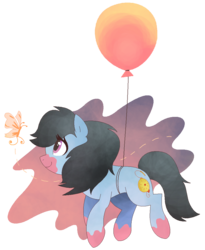 Size: 860x1048 | Tagged: safe, artist:son-of-an-assbutt, oc, oc only, butterfly, earth pony, pony, balloon, female, mare, solo
