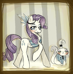 Size: 552x559 | Tagged: safe, artist:dear-cotton-candy, opalescence, rarity, g4, clothes, cute, matching outfits