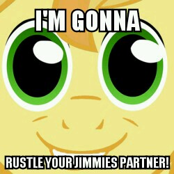 Size: 250x250 | Tagged: safe, braeburn, g4, caption, image macro, jimmies, male, meme, only the dead can know peace from this evil, solo, twily face
