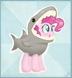 Size: 3040x3309 | Tagged: safe, artist:balloons504, pinkie pie, pony, shark, g4, animal costume, clothes, costume, cute, diapinkes, female, solo