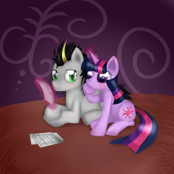 Size: 900x900 | Tagged: safe, artist:kirajoleen, twilight sparkle, oc, g4, music, reading, sheet music