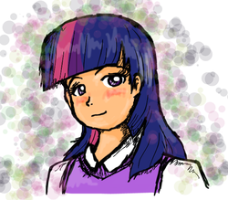 Size: 642x562 | Tagged: safe, artist:claireannecarr, twilight sparkle, human, g4, female, humanized, solo